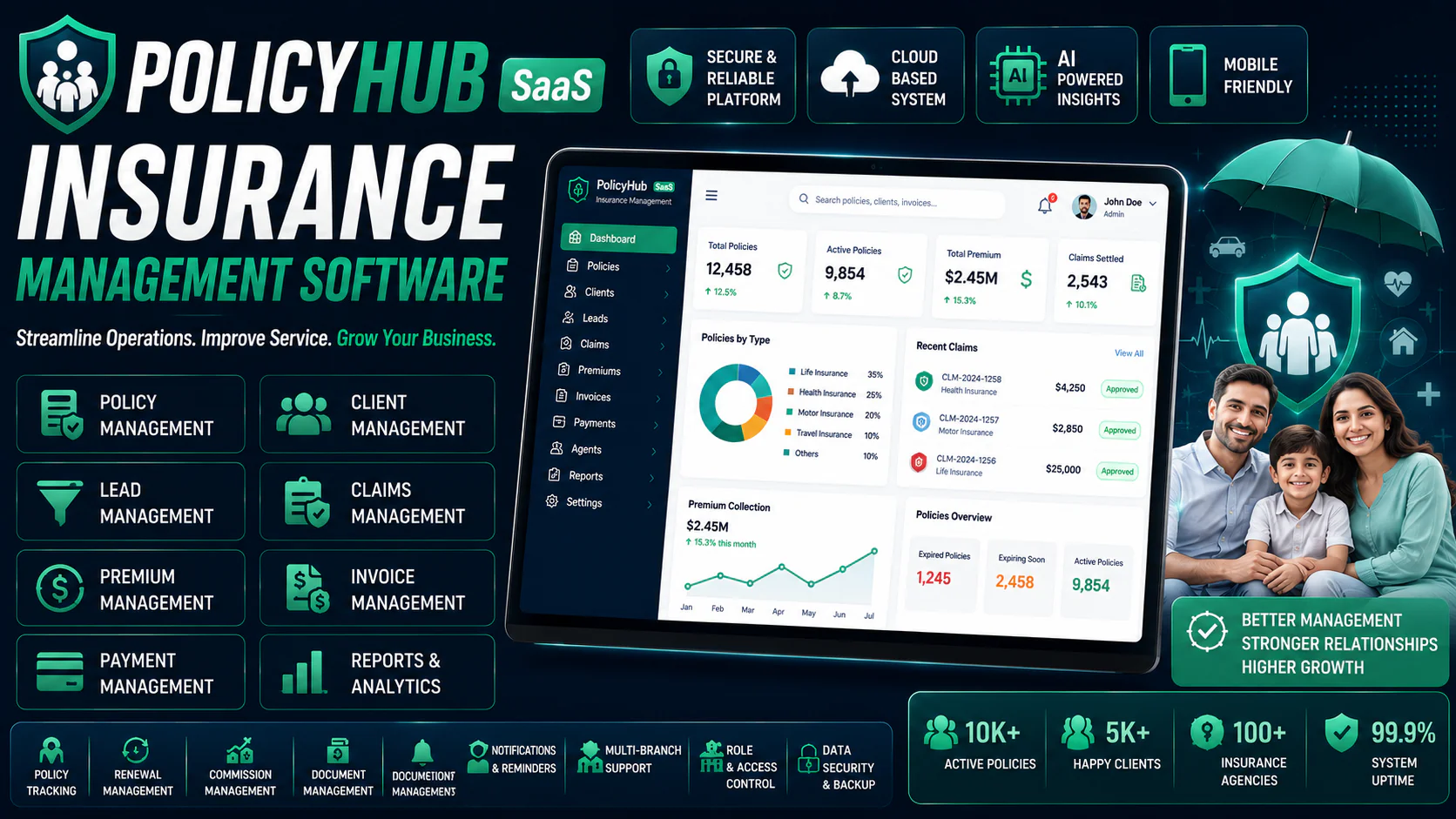 PolicyHub SaaS - Insurance Management Software