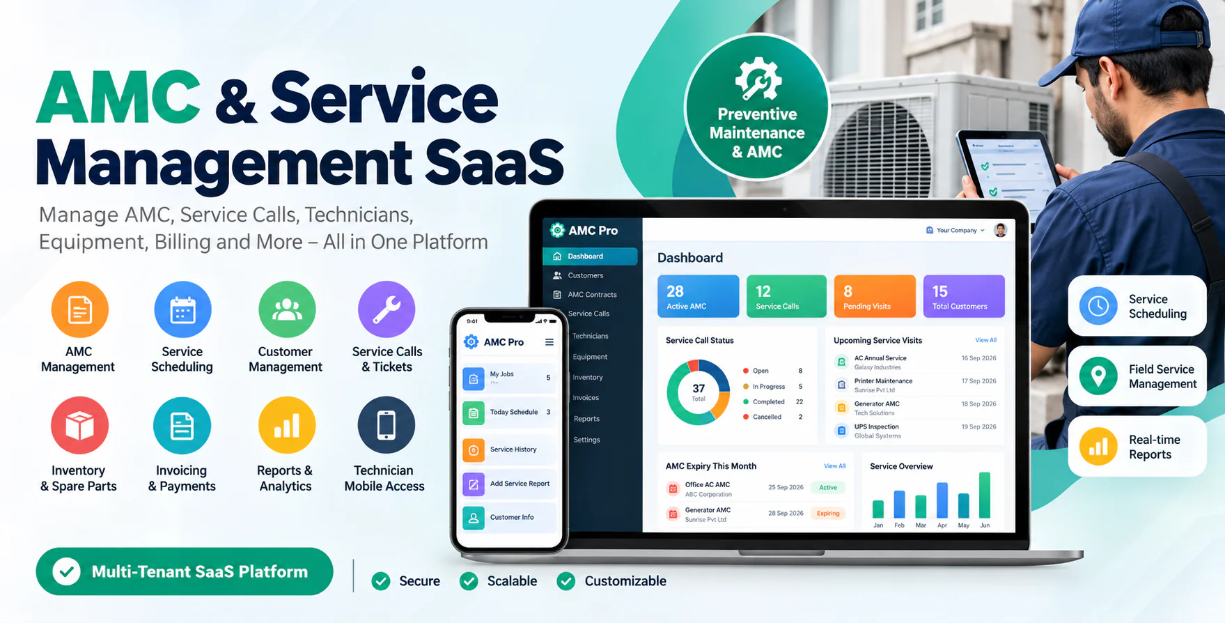 AMCPro SaaS - Annual Maintenance Contract & Field Service Management