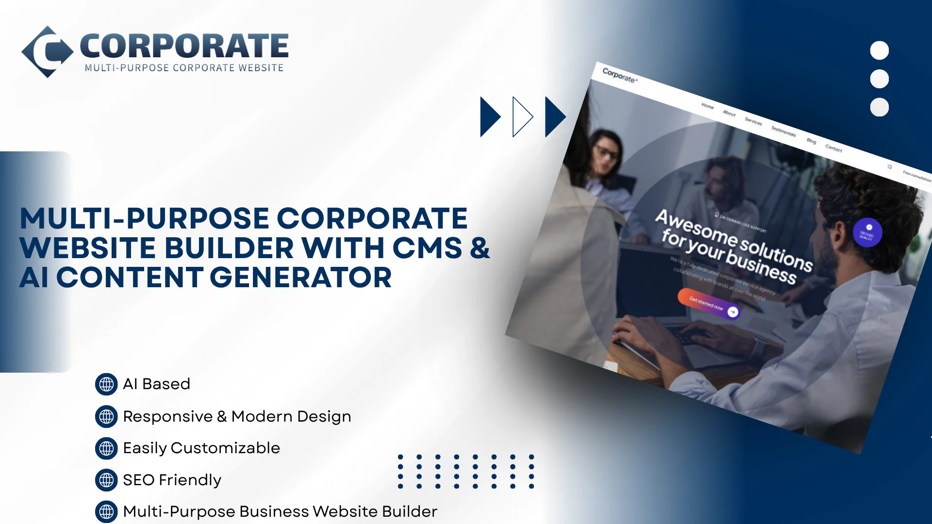 Multi Purpose Corporate Website Builder with CMS & AI Content Generator