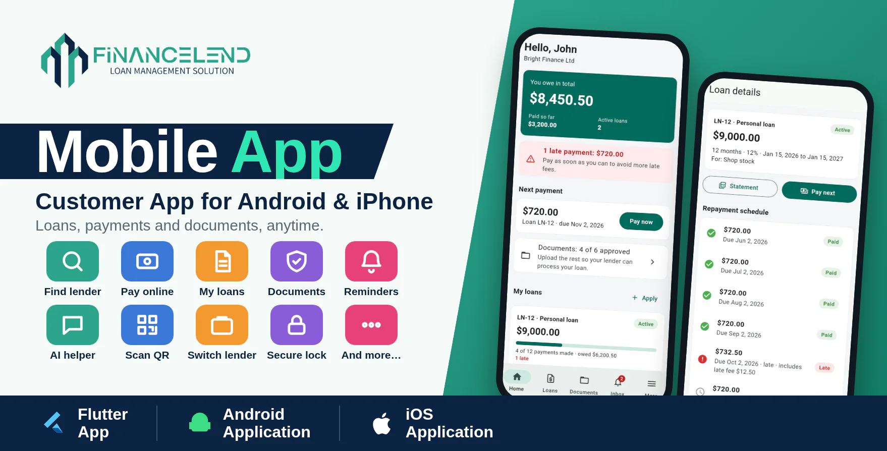 Finance Lend SaaS - Loan Management System Mobile App | Customer App | Flutter App