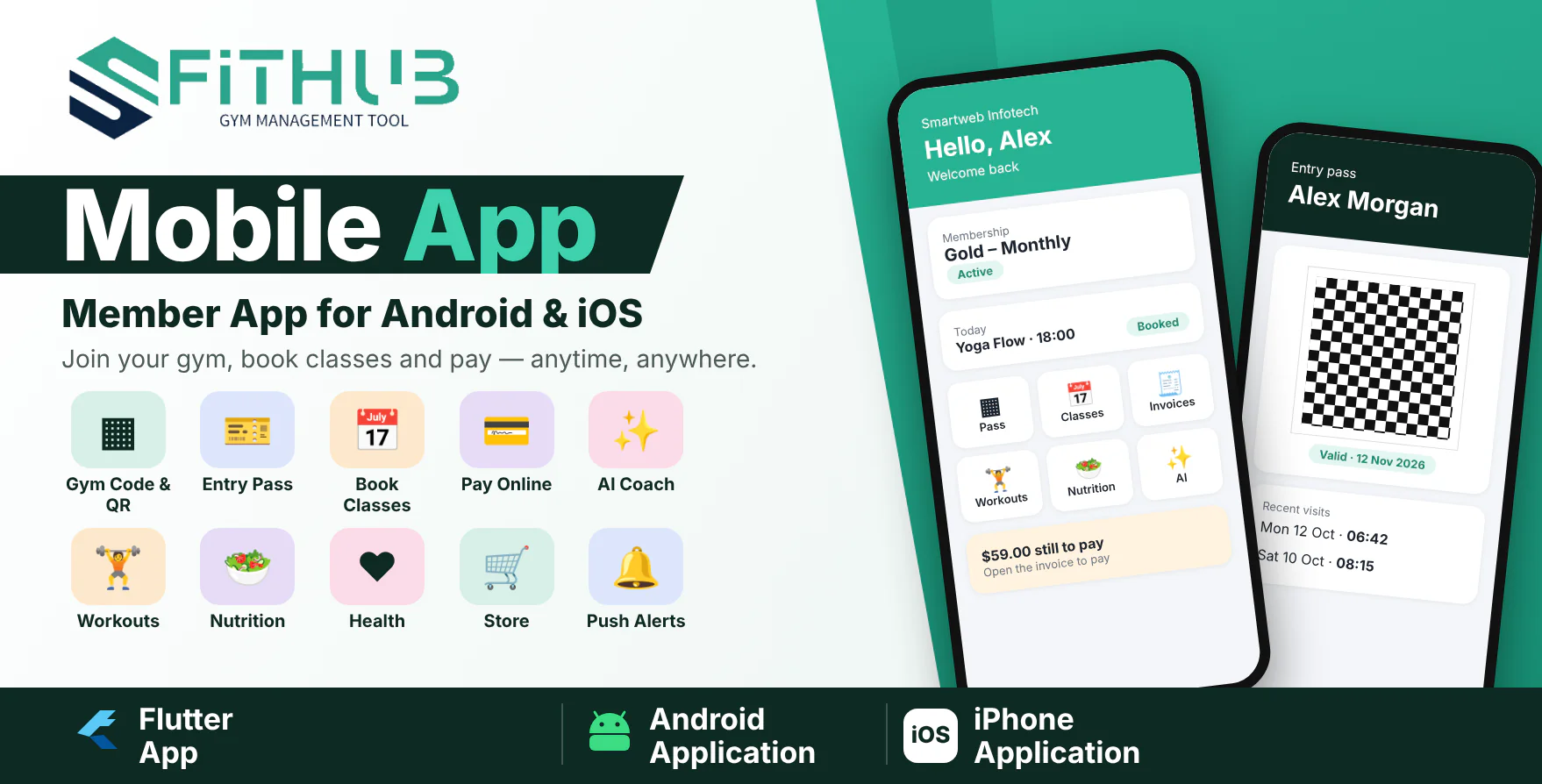 FitHub - Gym & Fitness Management Mobile App | Trainee|Member App | Flutter App
